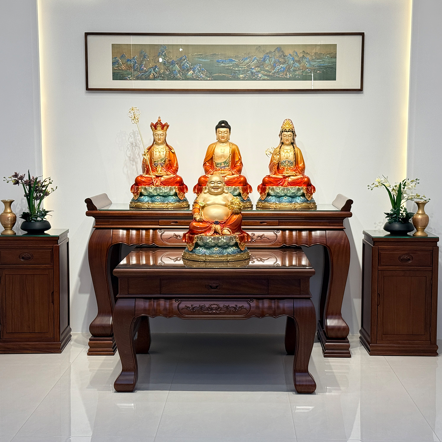 纯铜全堂佛三宝佛像裟婆三圣观音地藏弥勒佛释迦佛药师佛佛像摆件