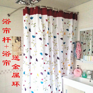 304不锈钢L型弧形浴帘杆浴帘套装卫生间浴帘窗帘隔断帘打孔浴帘杆