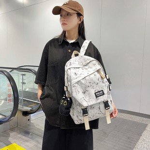 慵懒风书包女大学生小众设计感简约百搭高颜值ins双肩包通勤背包