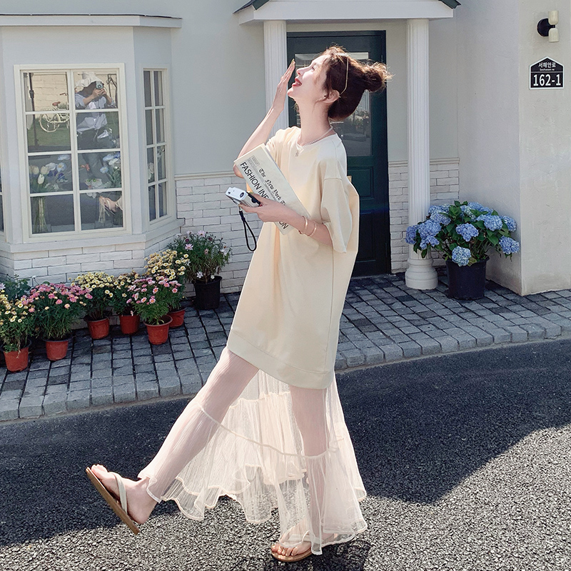 网纱拼接连衣裙7832P130控198，女装连衣裙，浙宝265