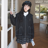 大货刺绣大翻领学院风短款牛仔外套8038P130控价188，女装短外套，浙宝265