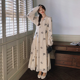 高级感超仙高腰显瘦气质长裙女春秋新款温柔法式泡泡袖碎花连衣裙，女装连衣裙，浙宝265