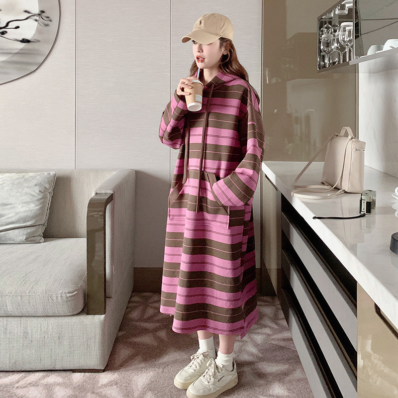 大货条纹卫衣裙8540P135控208,女装卫衣/绒衫,浙宝265