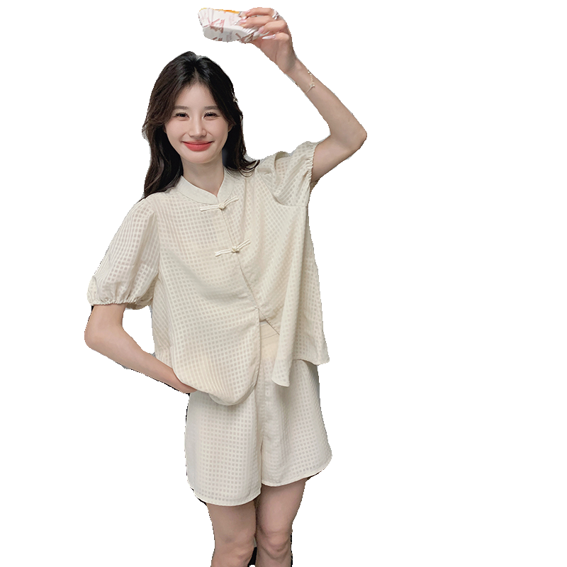 华夫格中式套装8593P130控198,女装套装/套裙,浙宝265