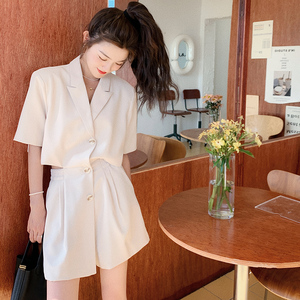 西装露腰连体短裤宽松休闲时尚镂空设计高腰裤子女2025夏季新款图片