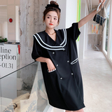 大货已出黑色披肩荷叶领双排扣小黑裙8191P110168，女装连衣裙，浙宝265