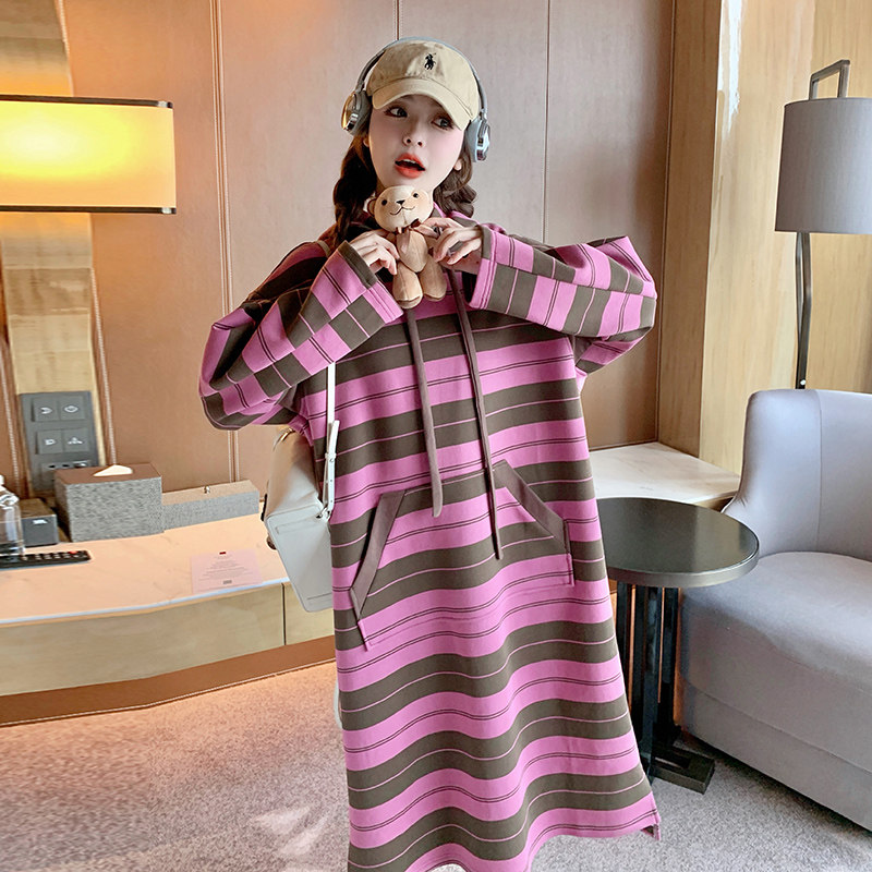 大货条纹卫衣裙8540P135控208,女装卫衣/绒衫,浙宝265
