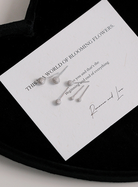 999银磨砂豆豆耳钉骨钉简约百搭耳环冷淡风高级感耳饰品睡觉免摘