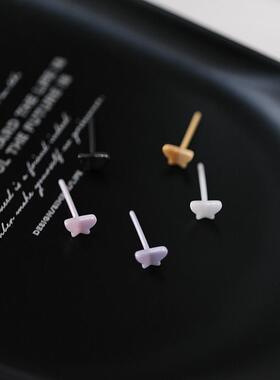 生物瓷养耳防过敏耳钉糖果色迷你睡觉免摘陶瓷蝴蝶百搭简约小耳饰