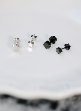 HelloJan 925纯银星星螺丝拧扣耳钉简约个性冷淡风迷你双头耳骨钉