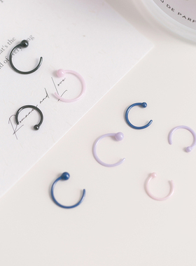 养耳防过敏生物瓷C形耳环睡觉免摘陶瓷耳圈简约百搭糖果色小耳钉