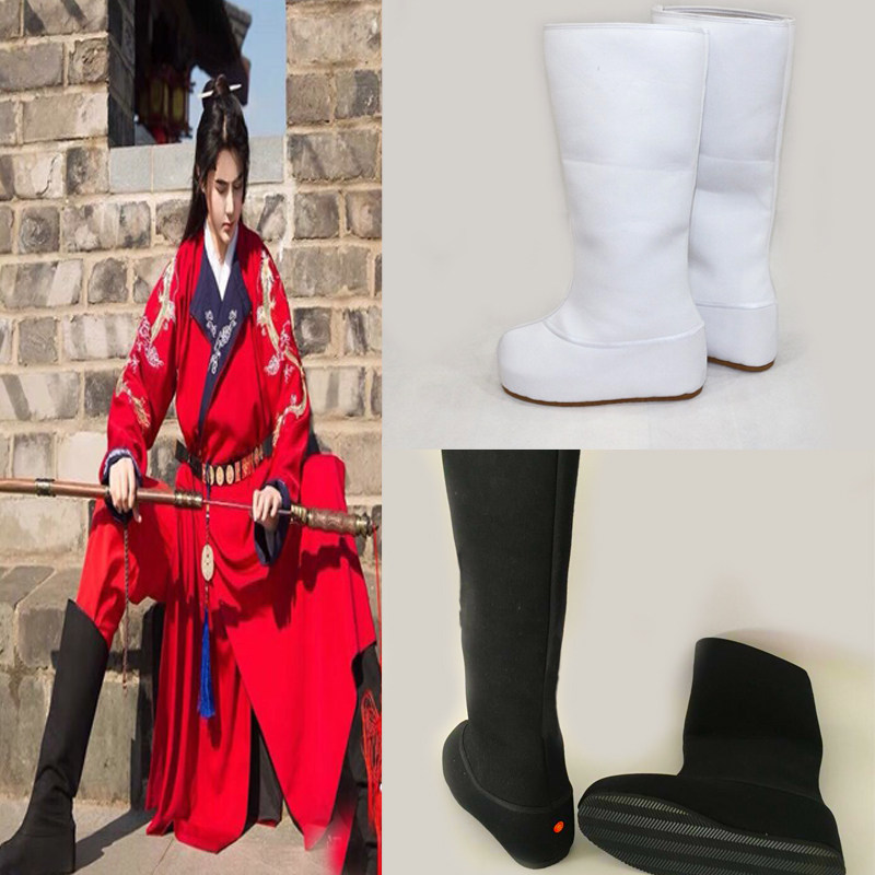 古装鞋子内增高跟cos动漫男黑女白古代武侠靴子古风汉服鞋