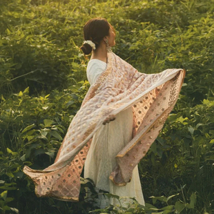 1印度尼泊尔围巾头巾民族风刺绣乔其纱披肩百搭华丽纱巾 6色