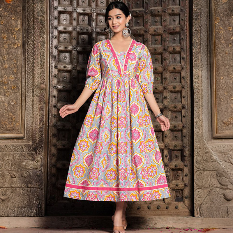 印度服装进口新款异域风情纯棉印花复古休闲七分袖薄款粉色连衣裙,女装/女士精品,上衣,淘宝优惠券,粉丝福利购,淘宝优惠卷
