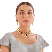 印度进口传统首饰民族舞蹈配饰女式 异域风复古流苏项链耳环两件套