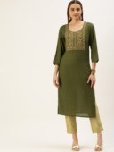 上衣薄款 民族风绵绸刺绣休闲中长款 2印度女装 舒适透气橄榄绿