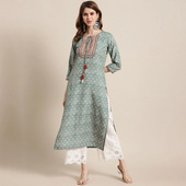 服饰素雅简约上衣2025圆领七分袖 印度女装 纯棉传统民族风中长款