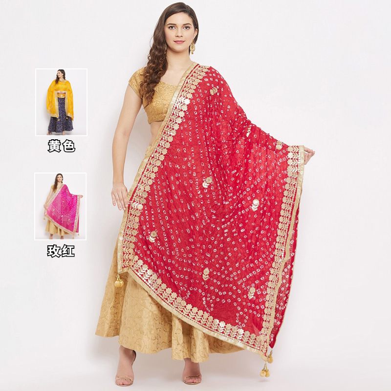印度进口民族风纱丽混纺绣花