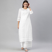 印度进口新款 纯棉圆领女休闲中长款 两件套 刺绣印巴风格 印度服装