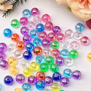 10mm彩色透明光珠AB彩diy手工穿珠儿童手链项链趣味串珠