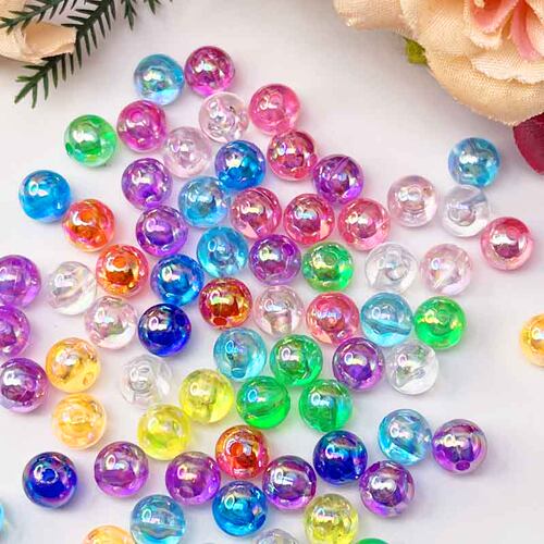 6\8\10mm彩色透明光珠AB彩diy手工穿珠儿童手链项链趣味串珠