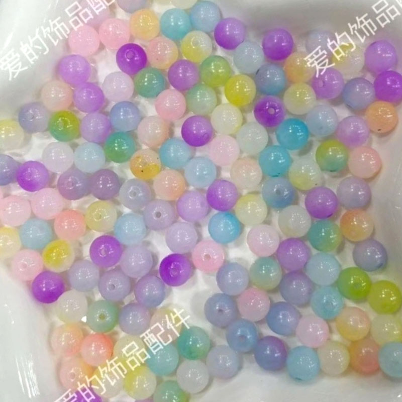 8mm10mm渐变色仿琉璃圆珠diy手工串珠亚克力饰品配件