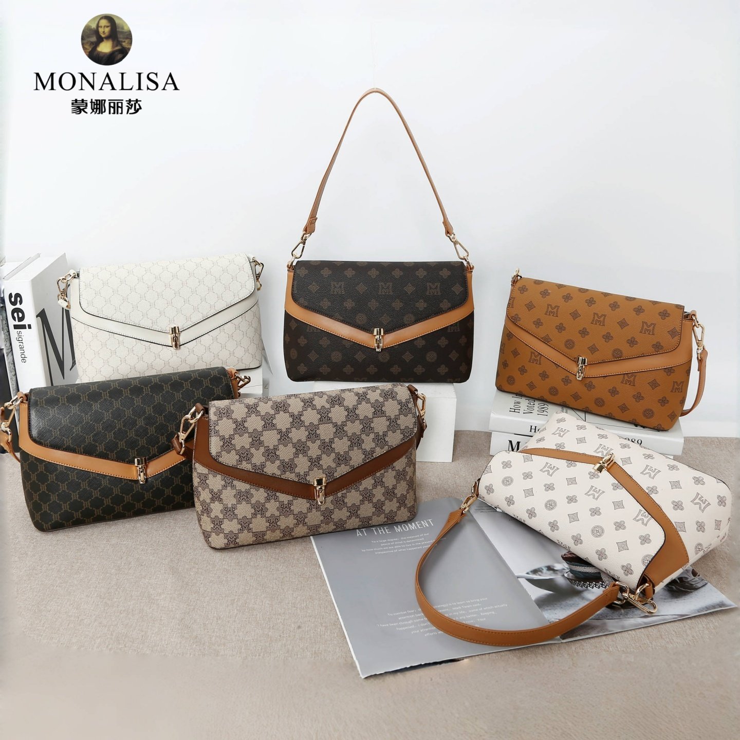 蒙娜丽莎女包2025秋季新款经典百搭简约单肩斜挎腋下妈妈婆婆包包