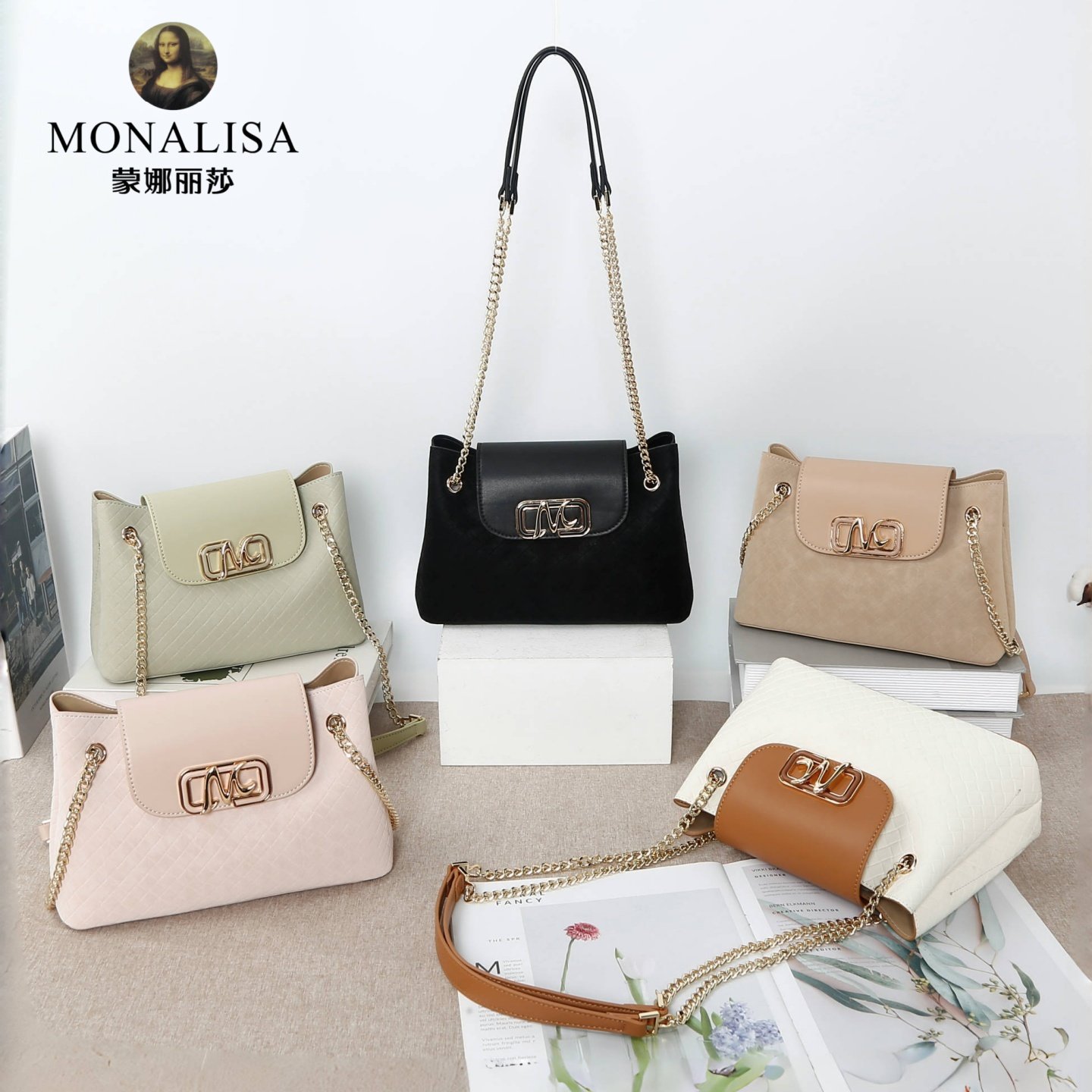 蒙娜丽莎女包2025秋季新款时尚百搭简约单肩斜挎手提包通勤腋下包