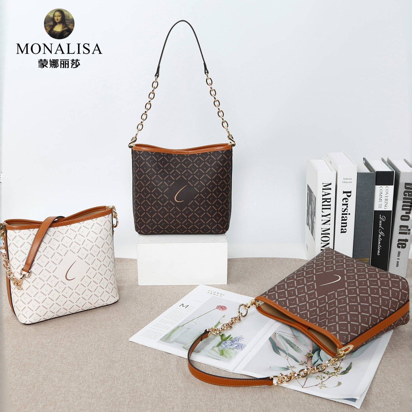 蒙娜丽莎女包2025夏季新款大牌时尚百搭单肩斜挎手提包通勤水桶包