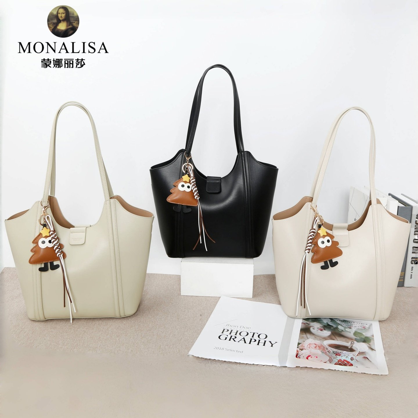 蒙娜丽莎女包2025夏季新款时尚百搭纯色单肩斜挎高级感小众托特包