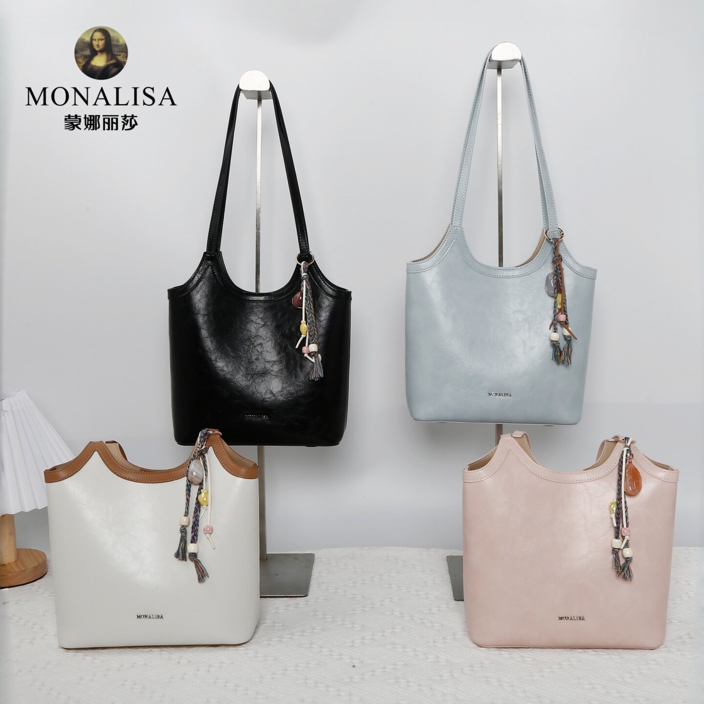 MONALISA蒙娜丽莎托特包女2026新款大容量通勤单肩包流苏装饰