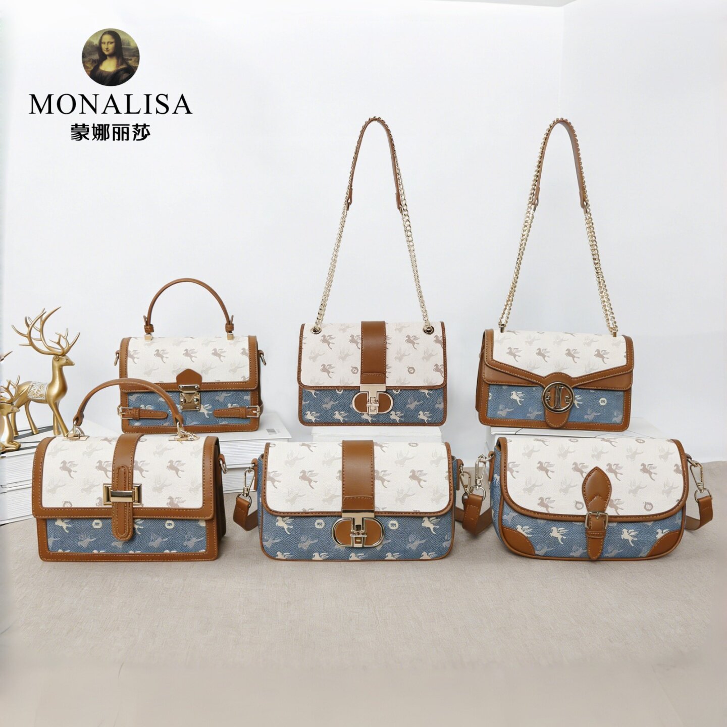 MONALISA蒙娜丽莎2025新款女包时尚印花单肩斜挎包高级感