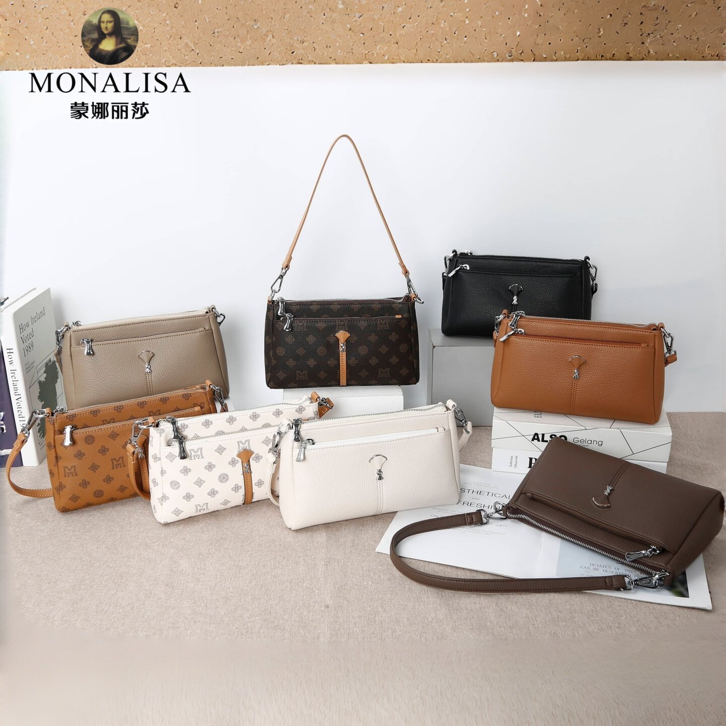 MONALISA蒙娜丽莎女包2025新款经典高级感时尚单肩斜挎妈妈婆婆包
