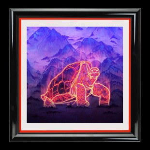 收藏装 英国艺术家Tom 亲签正品 画 饰画 Lewis海龟动物荧光限量版