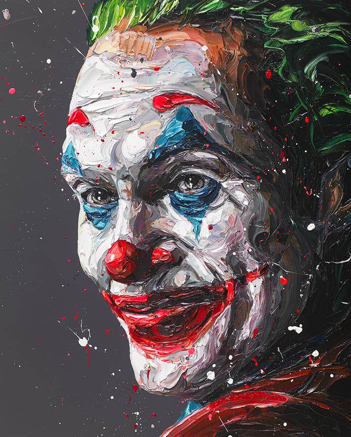 英国艺术家paul oz小丑亚瑟限量版画原装画框 装饰画电影人物证书