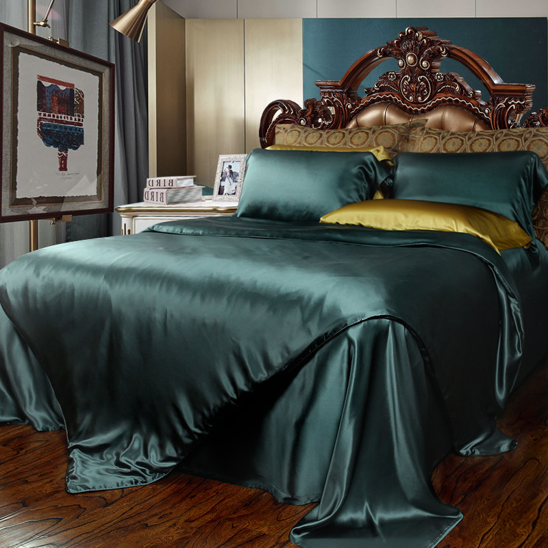 丝若水品质真丝四件套 面料百分百桑蚕丝床品套件22姆米加厚绸缎