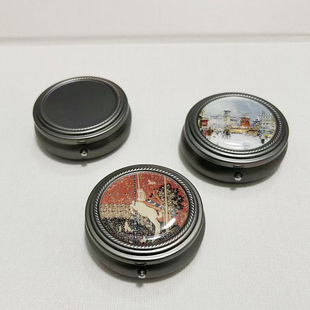 简洁亚光金属优雅小药盒药丸收纳盒四格可拆分两格带密封圈男女