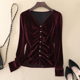2026新款春季进口植绒小众设计感法式别致V领长袖显瘦短款上衣女