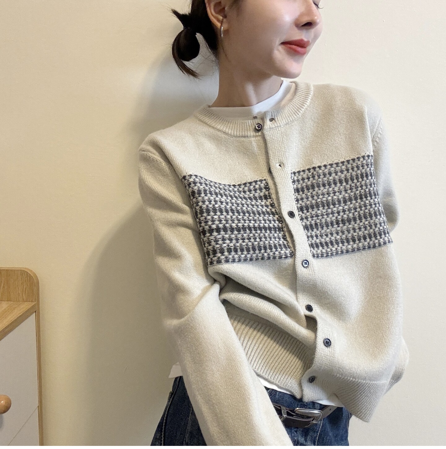 复古提花圆领长袖羊毛针织开衫女欧洲站2026秋季新款短款毛衣外套