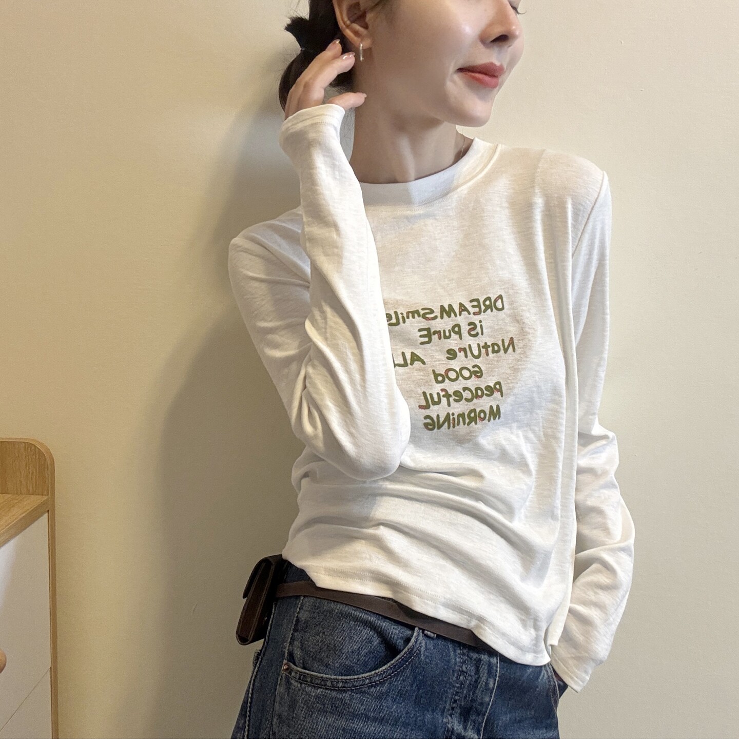 休闲爱心字母印花圆领长袖T恤女欧洲站2026秋季新款打底衫上衣