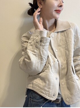 时尚针织翻领单排扣加棉外套女欧洲站2026秋季新款短款棉衣夹克潮