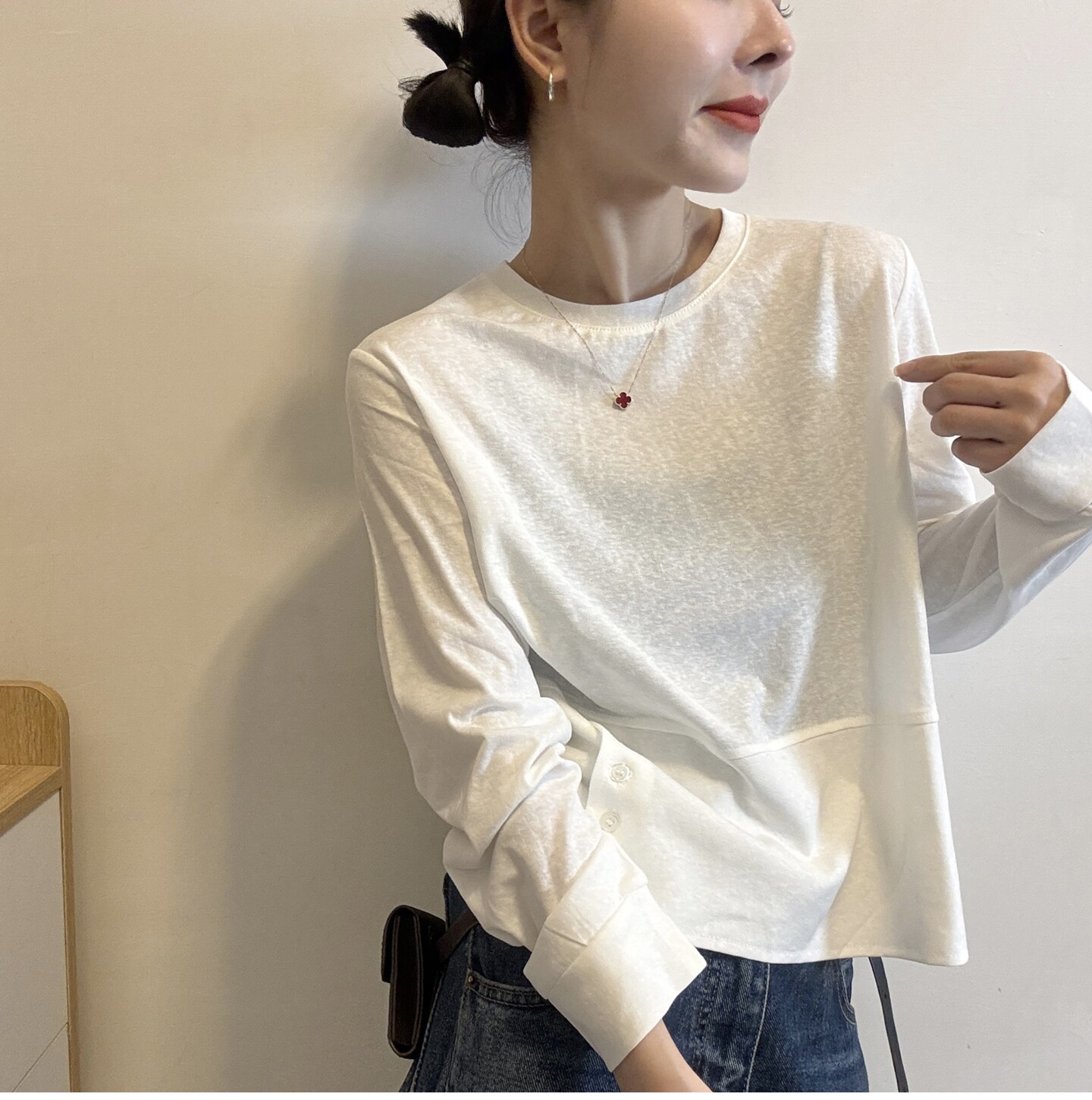 纯色百搭圆领长袖T恤女欧洲站2026秋季新款欧货女装时尚打底衫潮