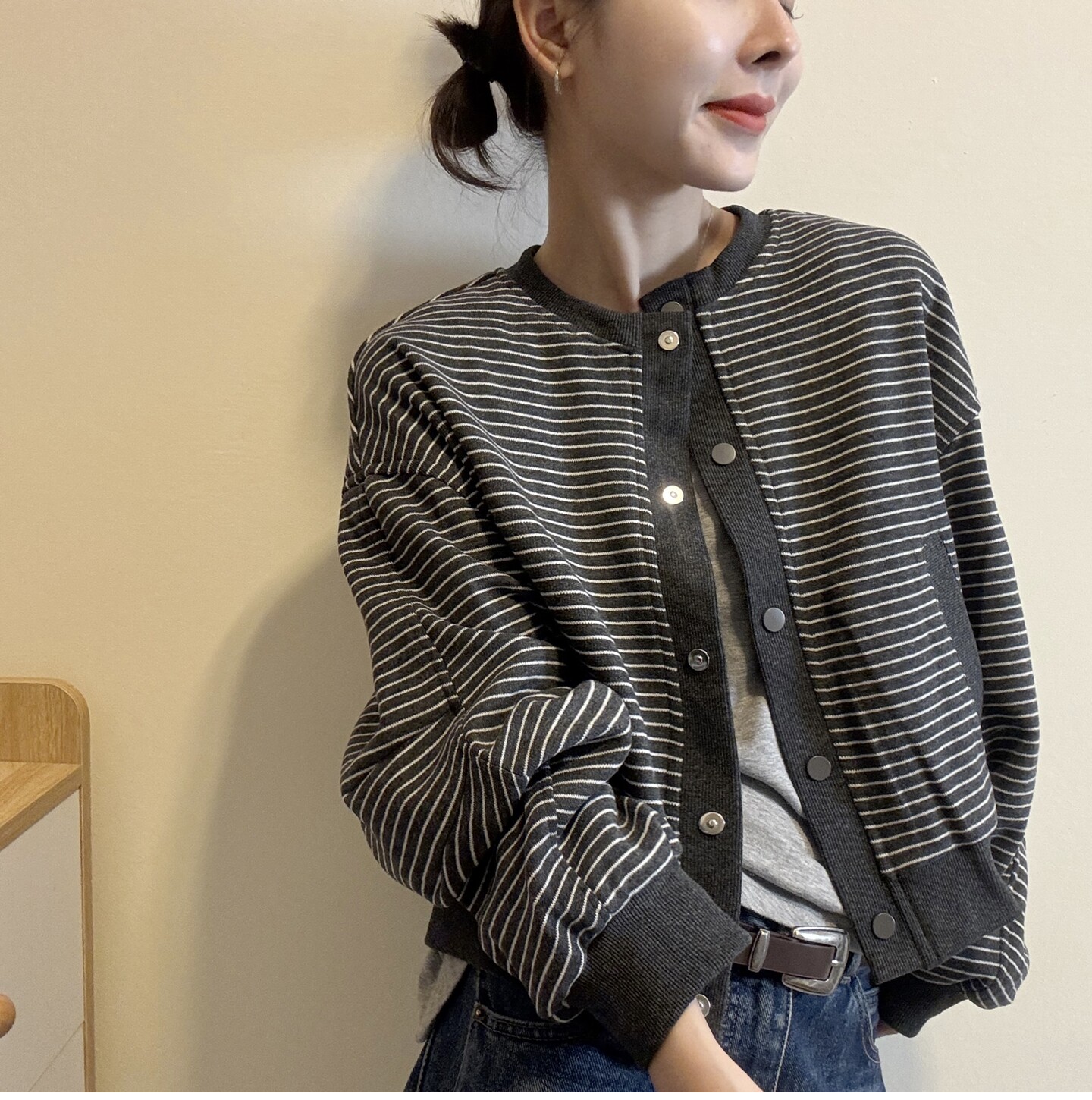 撞色条纹圆领长袖棒球衣外套女欧洲站2026秋季新款短款上衣卫衣
