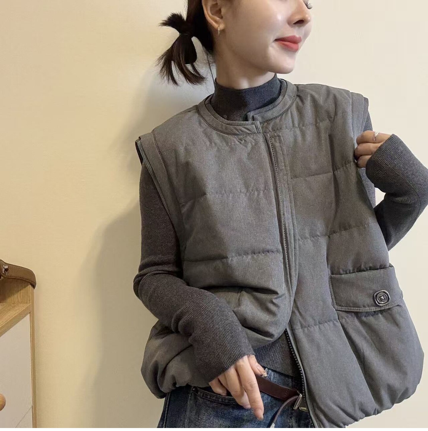 休闲90白鸭绒羽绒马甲外套女潮欧洲站2026秋冬新款欧货羽绒服背心