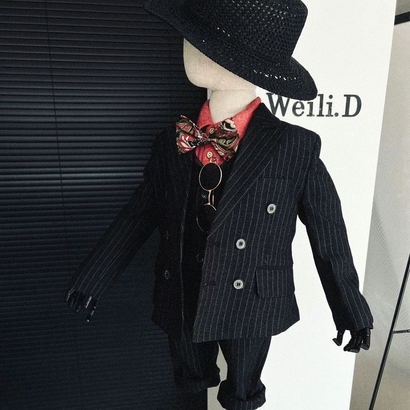2025年春季新款男童小西装礼服 马甲绅士钢琴演出服复古走秀花童