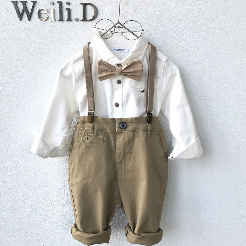 2025秋季新款男宝宝抓周英伦风套装 男童周岁花童短袖衬衫礼服帅