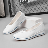 一字牌护士鞋 女鞋 美容鞋 工作鞋 白色坡跟2025新帆布鞋 舞蹈鞋 女单鞋