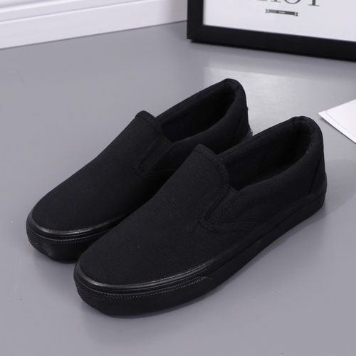 套脚情侣男生纯黑色韩版低帮球鞋