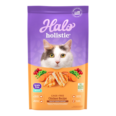 腐败猫Halo自然光环holistic全能系列无谷室内健美体态成猫粮10磅