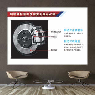 车辆维修刹车制动器构造图及常见问题与故障学习广告背胶宣传海报